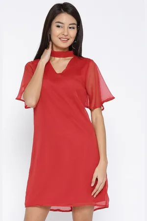 Sera Women Choker Neck Flared Sleeve A-Line Dress