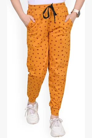 BAESD Girls Floral Printed Mid-Rise Pure Cotton Joggers Track Pants