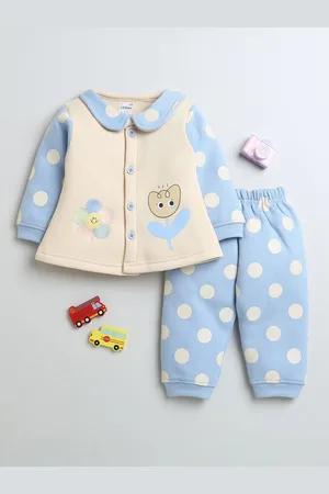 BUMZEE Infants Girls Printed Shirt Collar Top With Trousers