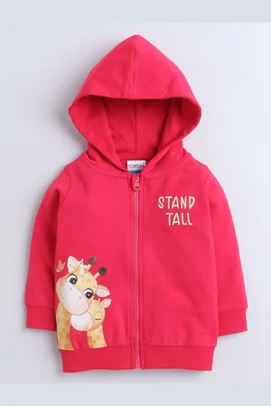 BUMZEE Girls Graphic Printed Hooded Sweatshirt