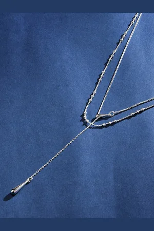 Accessorize London Women Sterling Silver Plated Layered Y Chain Necklace