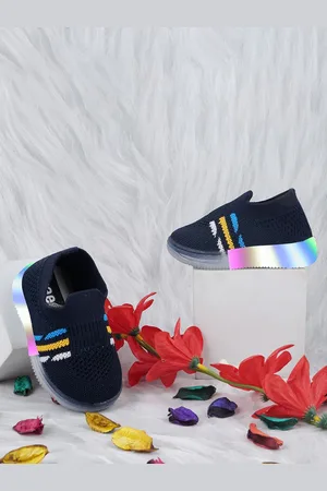 BAESD Kids Striped Led Lighting Slip-On Sneakers