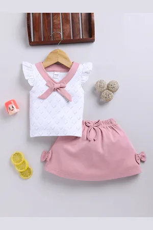 Moms Love Infant Girls Pure Cotton Printed Top with Skirt