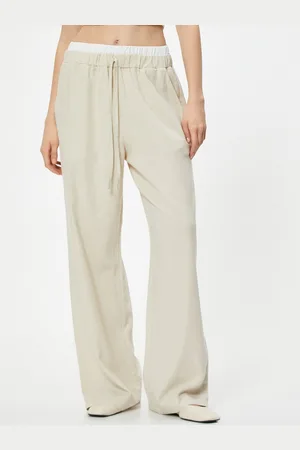 Koton Women Mid-Rise Loose Fit Wide Leg Trousers