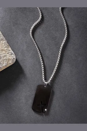 karatcart Silver-Plated Geometric Pendants with Chains