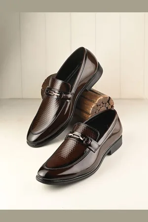 HERE&NOW Men Textured Leather Formal Slip-On Shoes