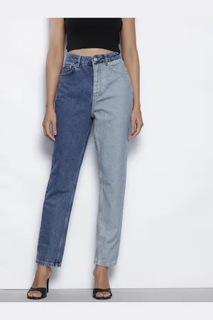 NA-KD Women Pure Cotton High-Rise Colourblocked Jeans