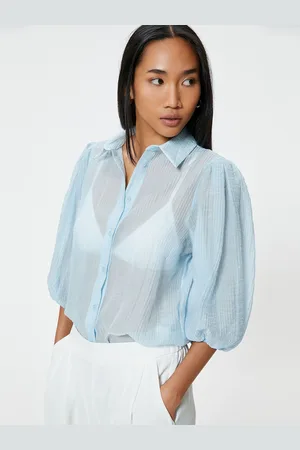 Koton Women Spread Collar Solid Cotton Casual Shirt