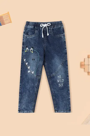 Nauti Nati Boys Jean Jogger Fit Light Fade Embroidered Cotton Stretchable Jeans