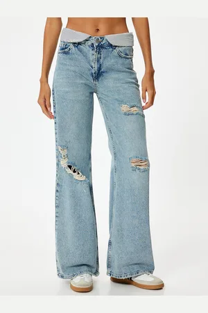 Koton Women Flared Highly Distress Jeans