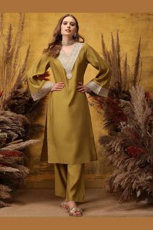 indo street Ethnic Motifs Embroidered Gotta Patti Kurta with Palazzos