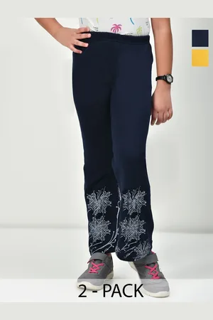 BAESD Girls Pack of 2 Floral Printed Knitted Palazzos