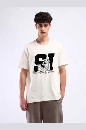 Flying Machine Men Printed Applique T-shirt