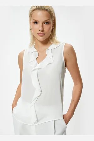 Koton Women Solid Shirt Collar Polyester Top