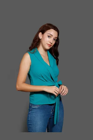 Roadster The Lifestyle Co. Shawl Collar Sleeveless Wrap Style Top
