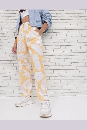 DressBerry Women Sunny Vibe Tropical Printed Pleated Trousers
