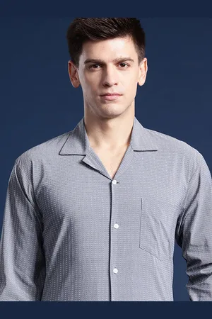 HANCOCK Men Self Design Pure Cotton Relaxed Fit Formal Shirt