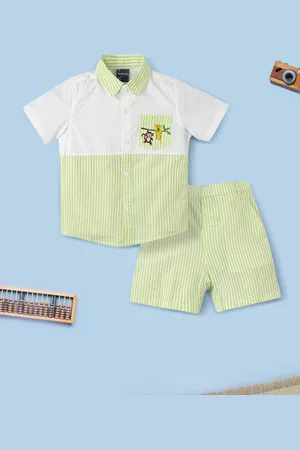 Nauti Nati Boys Colourblocked Pure Cotton Shirt with Shorts
