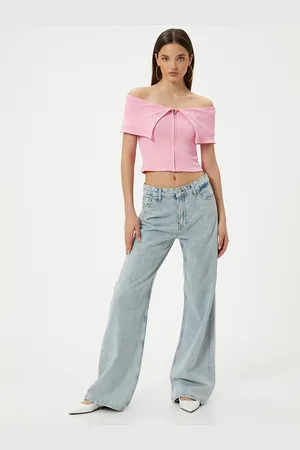 Koton Women Solid Bardot Crop Top
