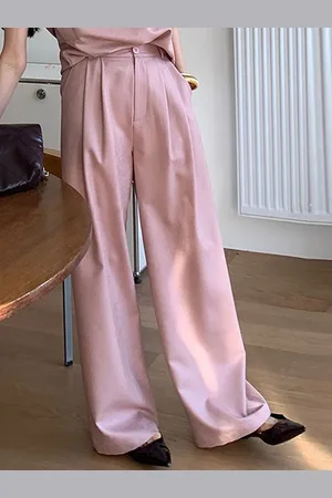 LULU & SKY Women Mid-Rise Wide Leg Loose Fit Pleated Trousers