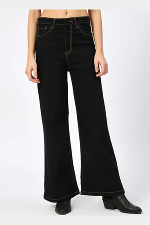 HJ HASASI Women Wide Leg High Rise Clean Look Stretchable Jeans