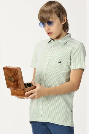 Nautica Boys Classic Striped Cotton Casual Shirt