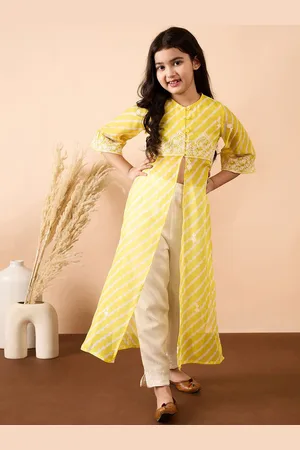 Stylo Bug Girls Leheriya Printed Regular Kurti with Trousers