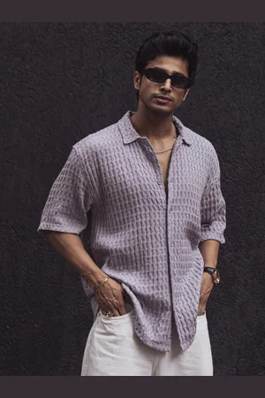 Powerlook Men Opaque Checked Structured Oversized Half Sleeves Casual Shirt