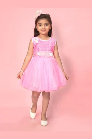 BAESD Girls Floral Embroidered Sleeveless Net Fit & Flare Dress
