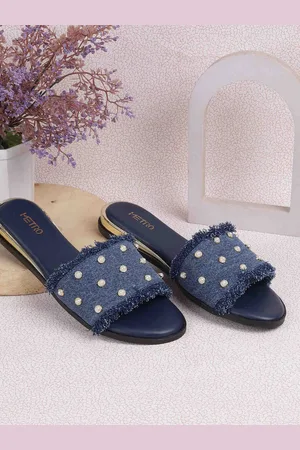 Metro Women Embellished Open Toe Flats