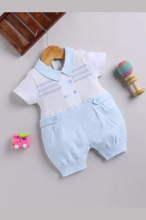 Moms Love Infant Boys Peter Pan Collar Pure Cotton Romper