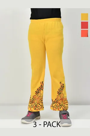 BAESD Pack of 3 Girls Floral Printed Knitted Palazzos