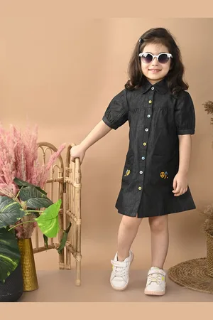 Superminis Girls Denim Shirt Dress with Embroidered Pocket