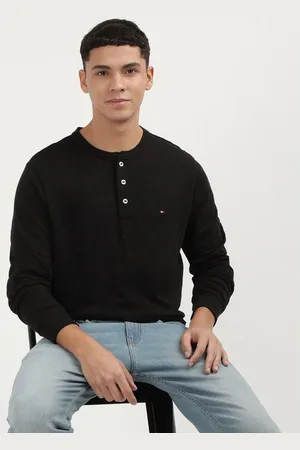 Tommy Hilfiger Men Solid Henley Neck Cotton Oversized T-shirt