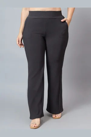 BAESD Women Smart Flared High-Rise Wrinkle Free Trousers