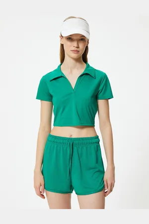 Koton Women Solid Polo Collar Slim Fit T-Shirt
