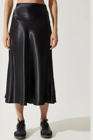 Happiness istanbul Women Satin A-Line Midi Skirts