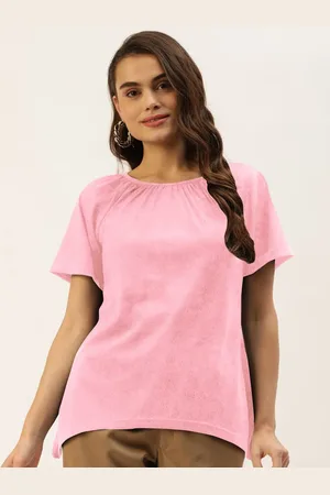BRINN Women Solid Round Neck Cotton Top