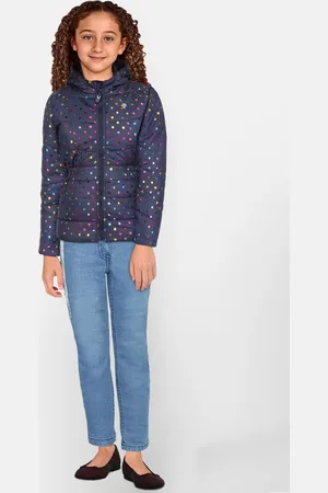Allen Solly Girls Geometric Printed Hooded Puffer Jacket