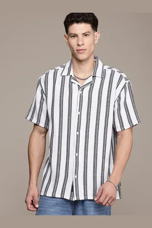 Roadster The Life Co. Pure Cotton Relaxed Fit Striped Knitted Shirt