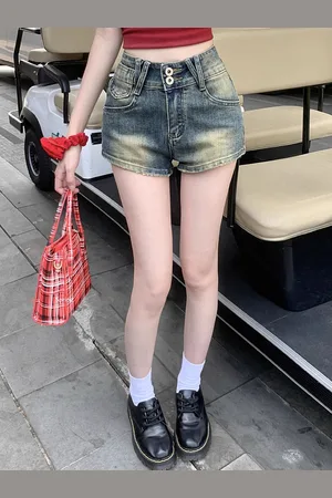 LULU & SKY Women Slim Fit High-Rise Denim Shorts Technology