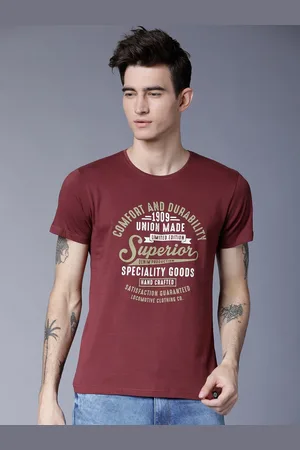 LocoMotive Men Red Printed Round Neck T-shirt