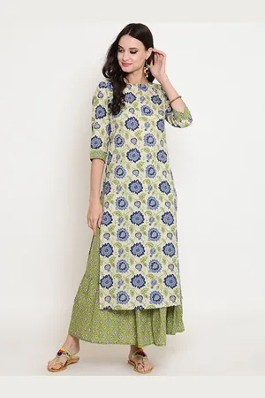 Sera Ethnic Motifs Printed Round Neck Cotton Straight Kurta