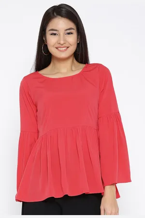Sera Women Solid Round Neck Cotton Blend Top