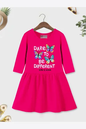 HERE&NOW Girls Round Neck A-Line Dress