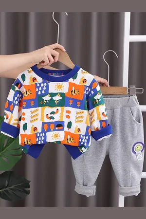 Googo Gaaga Boys Graphic Printed Pure Cotton Casual Sweatshirt With Trousers