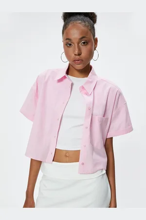 Koton Women Spread Collar Solid Cotton Casual Shirt