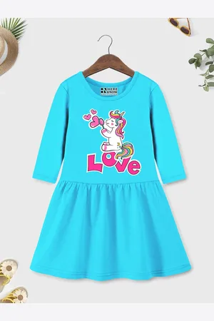 HERE&NOW Girls Printed Fit & Flare Dress