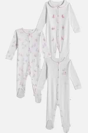 Next Infants Girls Pack Of 3 Pure Cotton Sleepsuits
