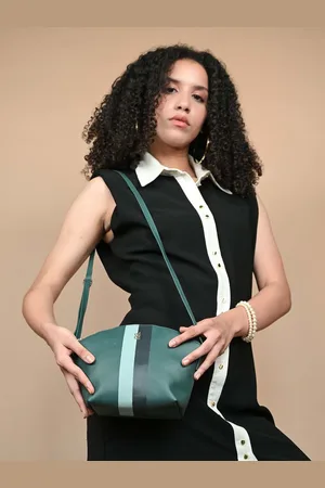 Baggit Striped PU Structured Sling Bag with Applique